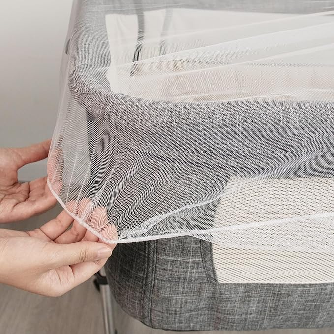 2 Pack Baby Mosquito Net for Stroller, Playard & Bassinet, Reusable Bug Net for Cradles, Carrier, Pack and Plays and Portable Mini Crib, Baby Playpen Mosquito Net Cover, White-BubblyBeeBaby