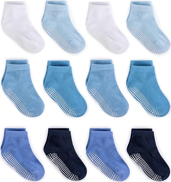 Zaples Baby Non Slip Grip Ankle Socks with Non Skid Soles for Infants Toddlers Kids Boys Girls-BubblyBeeBaby