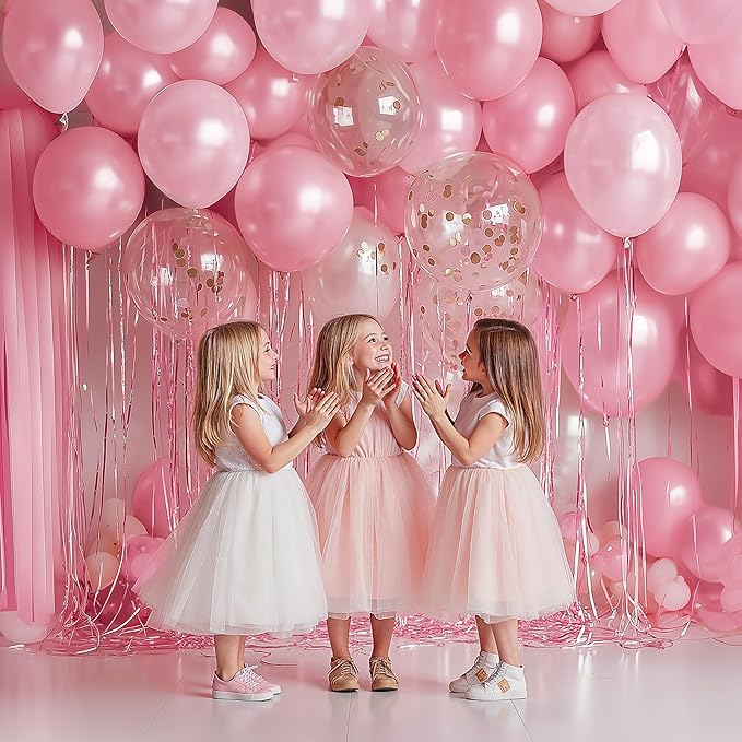 JOYIN 150 Pcs Pastel Pink Balloons, Different Sizes 18 12 10 5 Inch Pastel Pink Latex Balloon Arch Kit with Instruction for Birthday Decoration Party Graduation Wedding Holiday-BubblyBeeBaby