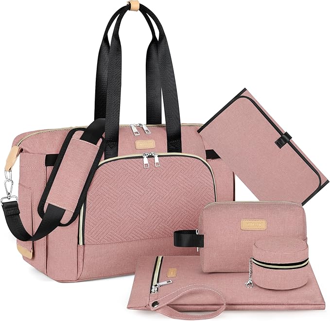 ITIEZY Diaper Bag Tote for Baby - Large Mommy Bag with Portable Changing Pad Pacifier Case, Hospital Bags Travel Baby Bag-BubblyBeeBaby