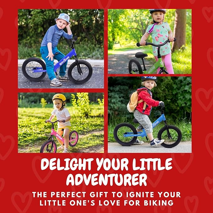 14 Inch Balance Bike for Kids 3-7 Year Old, Kids Bike with No Pedals, Air Rubber Tires, Adjustable Height, Pedalless Kids Bicycle for Boys, Girls-BubblyBeeBaby