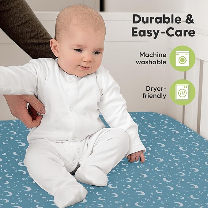 KeaBabies 2-Pack Organic Crib Sheets for Boys, Girls - 52x28 Fitted Crib Mattress Sheet Neutral, Breathable Jersey Cotton Cover for Baby Bed, Toddler Mattress, Soft & Cute Prints (Dragon Tale)-BubblyBeeBaby