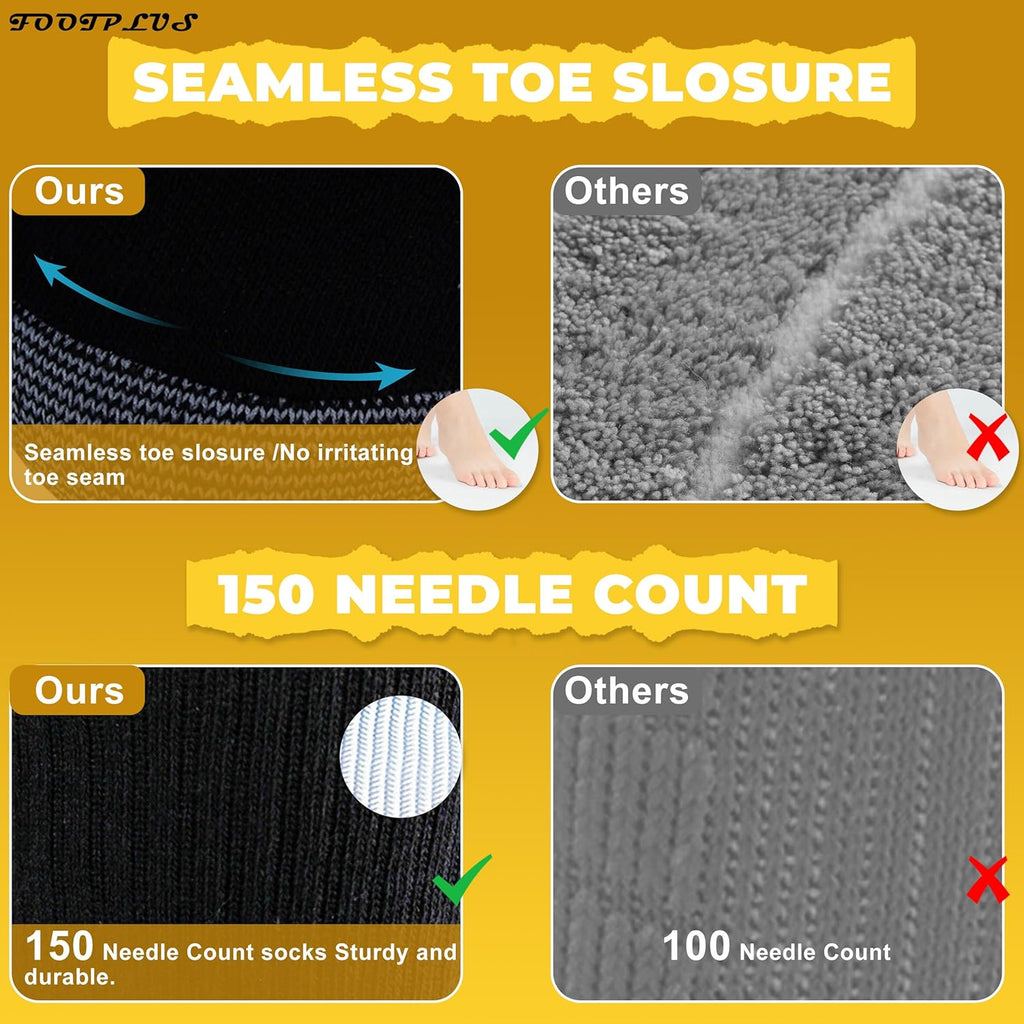 FOOTPLUS Hiking Copper Compression Socks,Unisex Cushioned Sole Arch Support Athletic Crew Running Socks