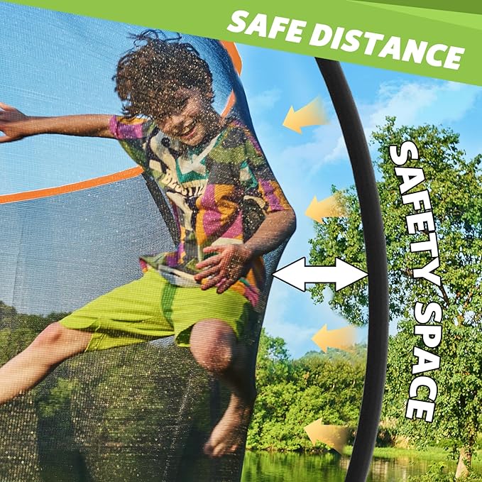 14FT 12FT 10FT 16FT Trampoline with Safety Enclosure, Anti-Rust Coating – ASTM Certified, Heavy-Duty Outdoor Trampoline with Ladder – for Kids & Adults-BubblyBeeBaby