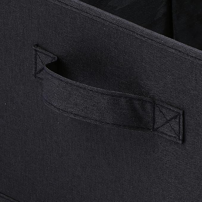 HOONEX Storage Bins with Lids for Organizing, Pack of 2, Storage Boxes with 2 Carrying Handles and Sturdy Heavy Cardboard, 16.5" L x 11.8" W x 7.5" H for Shoes, Books, Clothes, Black-BubblyBeeBaby