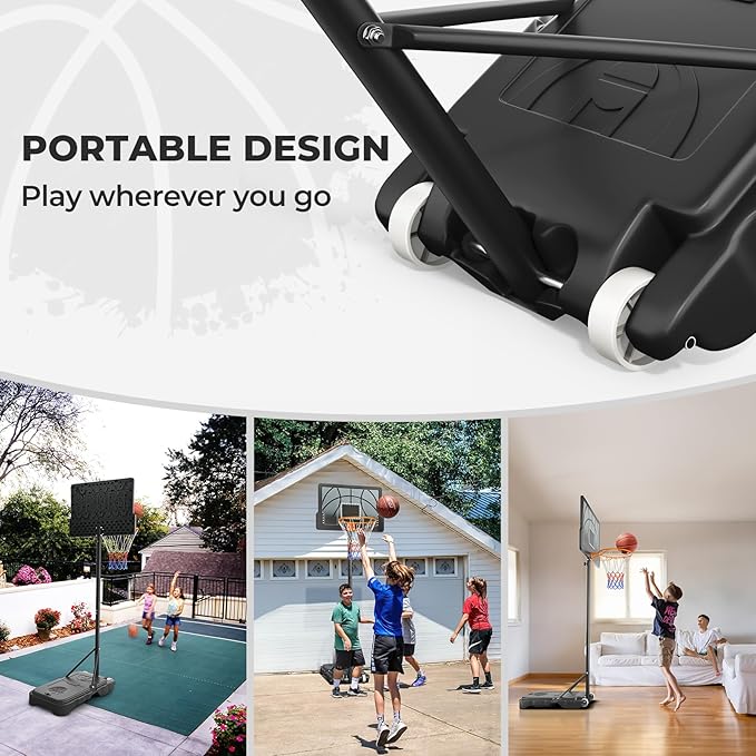 Kids Basketball Hoop, 3.6-7 FT Height Easy Adjustable, Portable Basketball Hoop Outdoor Indoor for Kids/Teens/Youth, 30" Backboard-BubblyBeeBaby