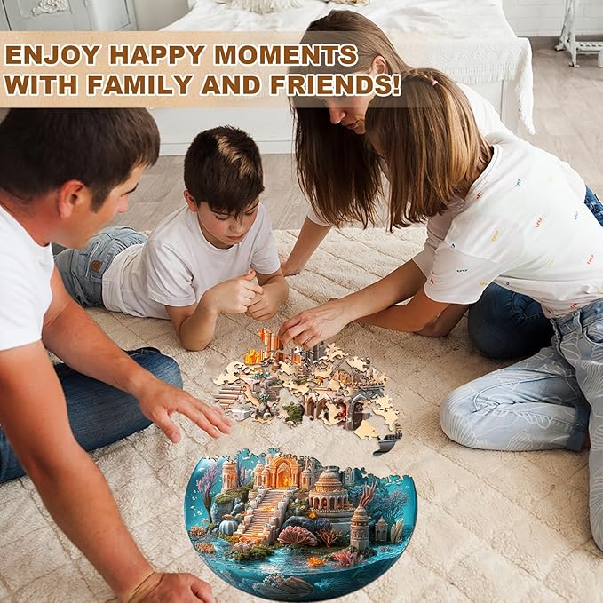 Jigfoxy Wooden Puzzles for Adults, Indian Temple Sanctua Wood Puzzles Adult, Unique Animal Shape Wooden Jigsaw Puzzles for Adults, Birthday Gifts for Puzzle Lovers, Family, Friend (S-8.5*8.5in-100pcs)-BubblyBeeBaby