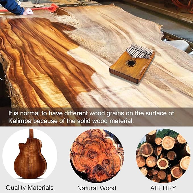 Kalimba Thumb Piano 17 Keys, Portable Mbira Finger Piano Gifts for Kids and Adults Beginners Wood-BubblyBeeBaby