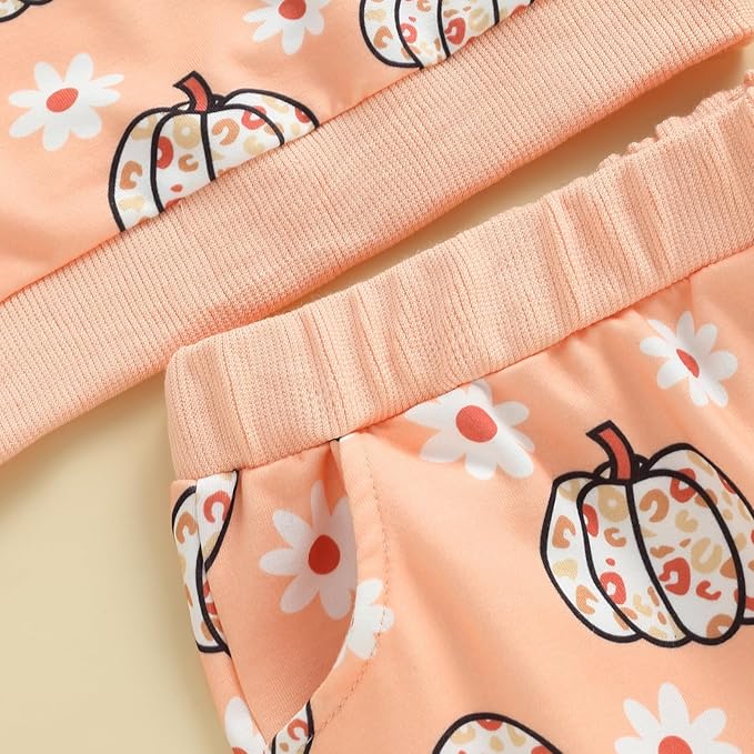 0-4T Toddler Boy Girl Halloween Outfit Fall Clothes Ghost Long Sleeve Sweatshirt Top Pants Baby Halloween Clothes-BubblyBeeBaby