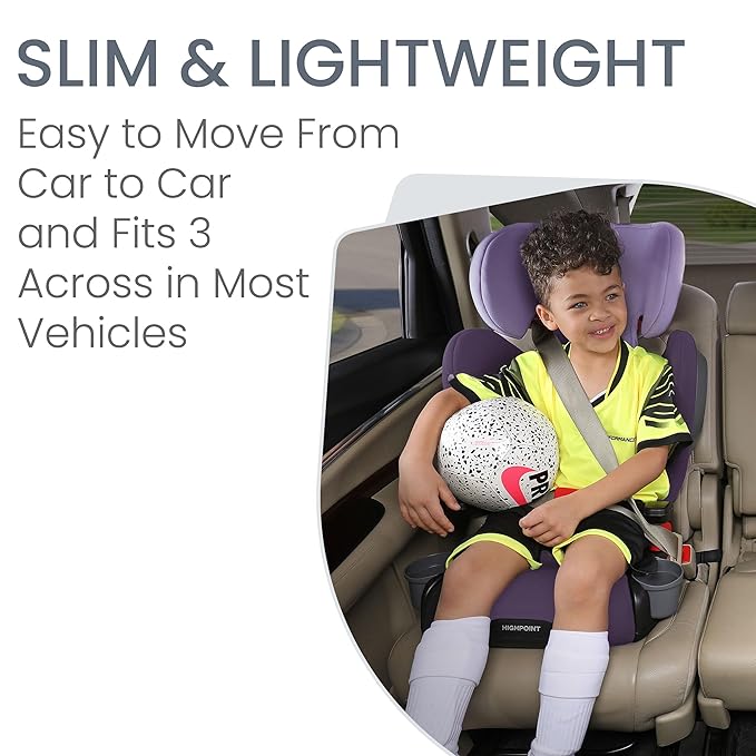 Britax Highpoint Backless Belt-Positioning Booster Seat, SafeWash Purple Ombre-BubblyBeeBaby