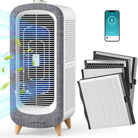 Jafända Air Purifiers for Home Large Room Up To 2105ft², 4×True HEPA 13 Activated Carbon Air Filter, Quiet Air Cleaner for Bedroom Removes 99.97% Dust Smoke Odor Pollen Pets Hair Dander Allergies-BubblyBeeBaby