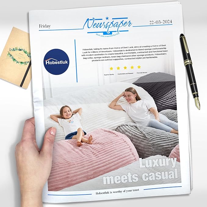 Hobestluk 3FT Bean Bag Chairs Adult Bean Bag with Portable Handle Comfy Large Bean Bag Chair with Removable Cover for Living Room Bedroom or Reading Nook (Stripe Grey, 3FT)-BubblyBeeBaby