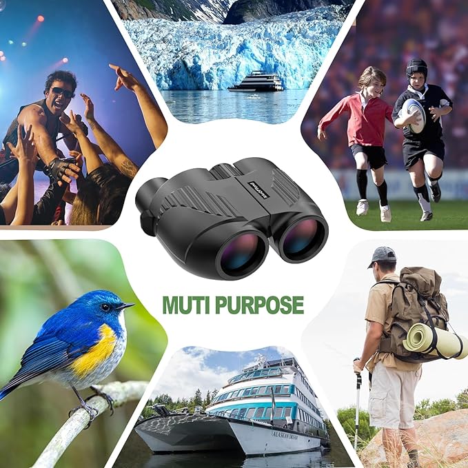 20x25 Compact Binoculars with Strap for Kids and Adults, Sharp Clear, Mini Low Weight Binoculars for Bird Watching,Hiking Outdoor, Cruise Ship,Concert-BubblyBeeBaby