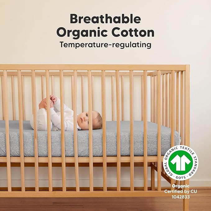 KeaBabies 2-Pack Organic Crib Sheets for Boys, Girls - 52x28 Fitted Crib Mattress Sheet Neutral, Breathable Jersey Cotton Cover for Baby Bed, Toddler Mattress, Soft & Cute Prints (Cloud)-BubblyBeeBaby