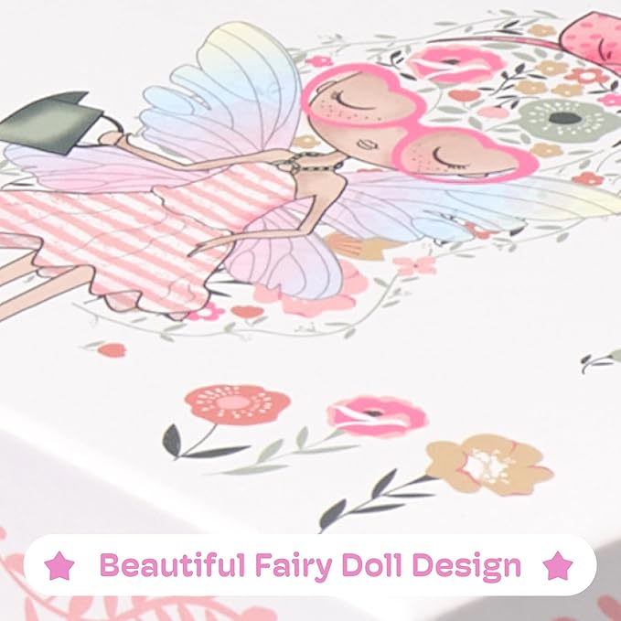 Jewelkeeper Girls Musical Jewelry Box - Durable Pine Fiberboard with Pink Lining - Kids Jewelry Box - The Beautiful Dreamer Tune - Gifts for Girls - Fairy Jewellery Box - 6x4x3.5in-BubblyBeeBaby