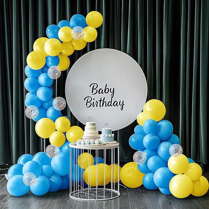 JOYIN 150 Pcs Light Blue Balloons, Different Sizes 18 12 10 5 Inch Light Blue Latex Balloon Arch Kit with Instruction for Birthday Party Graduation Wedding Holiday Decoration-BubblyBeeBaby