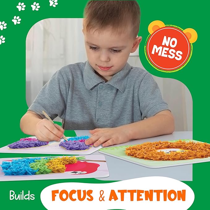 jackinthebox Poke Poke Art – Animals Theme, Mess-Free Fabric Art and Craft, Flower Pressing Kits, Gift for Kids, Girl Gifts, Boy Gift, Toys for Girls and Boys Ages 4 5 6 7 8-BubblyBeeBaby