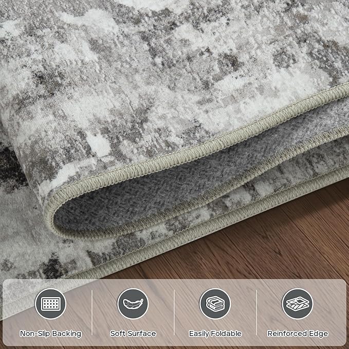 10x14 Area Rugs Large Living Room Rug Washable: Modern Abstract Rug Indoor Modern Carpet Non Slip for Dining Room Bedroom Nursery Home Office Black Gold-BubblyBeeBaby