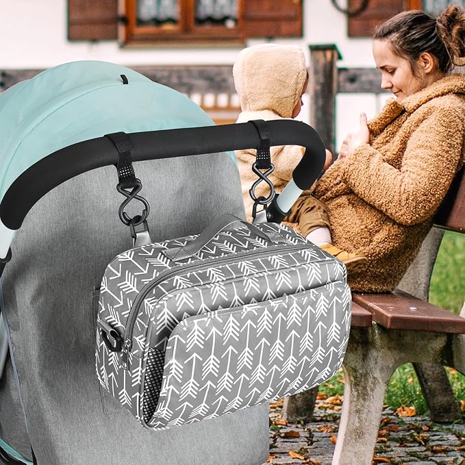 Accmor Stroller Organizer, Universal Stroller Organizer with Insulated Cup Holder Pocket, Dual Purpose Large Capacity Stroller Bag Caddy, Stroller Accessories Fits for Uppababy, Doona, Nuna Strollers-BubblyBeeBaby