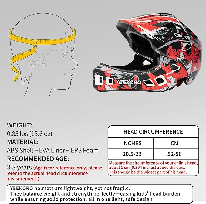Kids Bike Helmet with Chin Guard, Adjustable Detachable Children’s Full Face Helmet for Girls and Boys, Cycling Helmets Skateboard, Scooter-BubblyBeeBaby