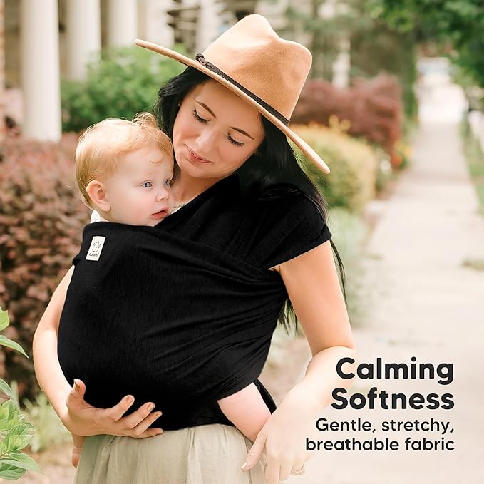 KeaBabies Baby Wrap Carrier - All in 1 Original Baby Carrier Newborn to Toddler Sling, Easy to Wear, Hands Free Bonding, Lightweight, Breathable Infant Wraps (Trendy Black)-BubblyBeeBaby