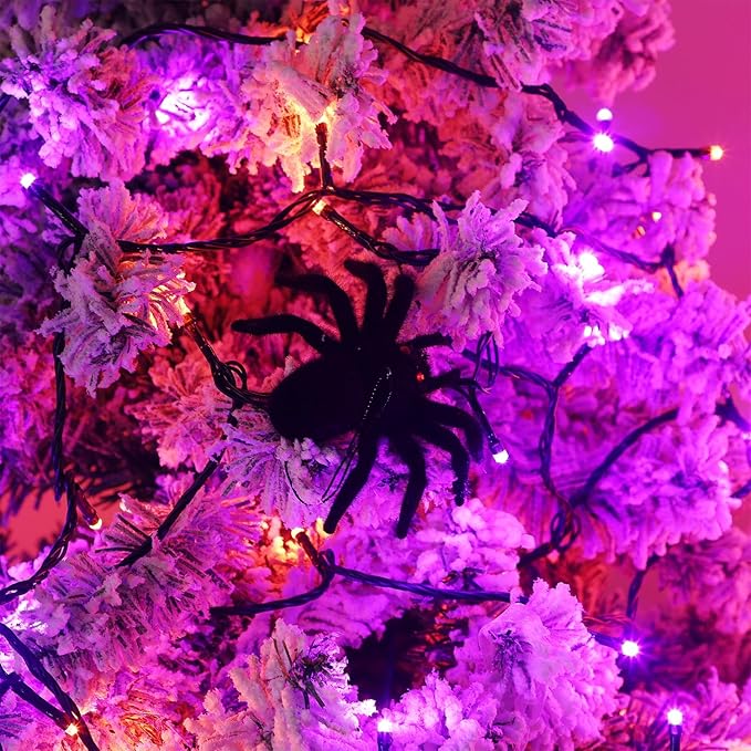 HOME LIGHTING Halloween Lights, 66FT 200 LED Plug in Green Wire String Light, 8 Lighting Modes Waterproof Fairy Mini Lights for Indoor Outdoor Christmas Wedding Party Decorations (Orange & Purple)-BubblyBeeBaby