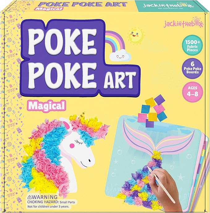 jackinthebox Poke Poke Art – Magical Theme, Mess-Free Fabric Art and Craft, Flower Pressing Kits, Gift for Kids, Girl Gifts, DIY Activity Boy Gift, Toys for Girls and Boys Ages 4 5 6 7 8-BubblyBeeBaby