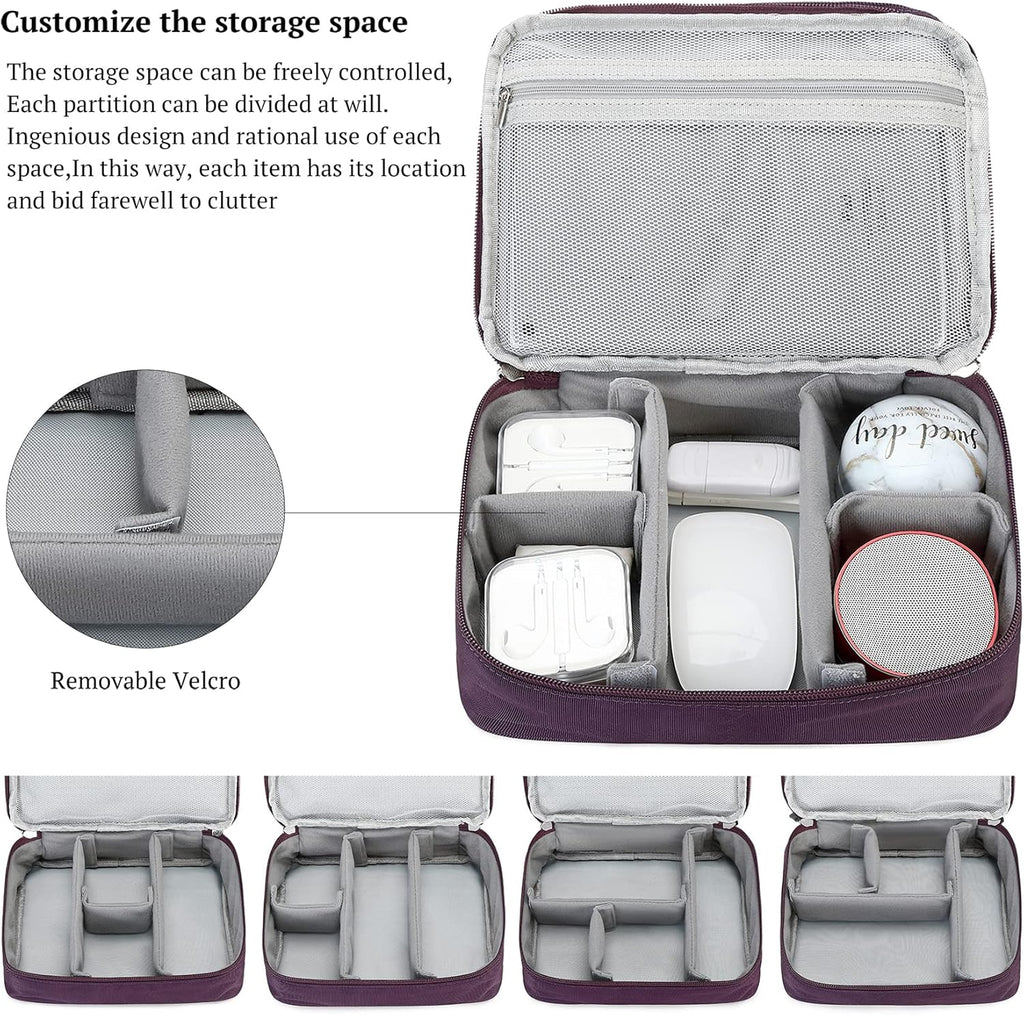 MIRLEWAIY Electronics Cable Organizer Bag, Water-resistant Tech Pouch, Portable Travel Cord Organizer, Electronics Accessories Carrying Case for Charger, Cable, Earphone, SD Cards, Blue