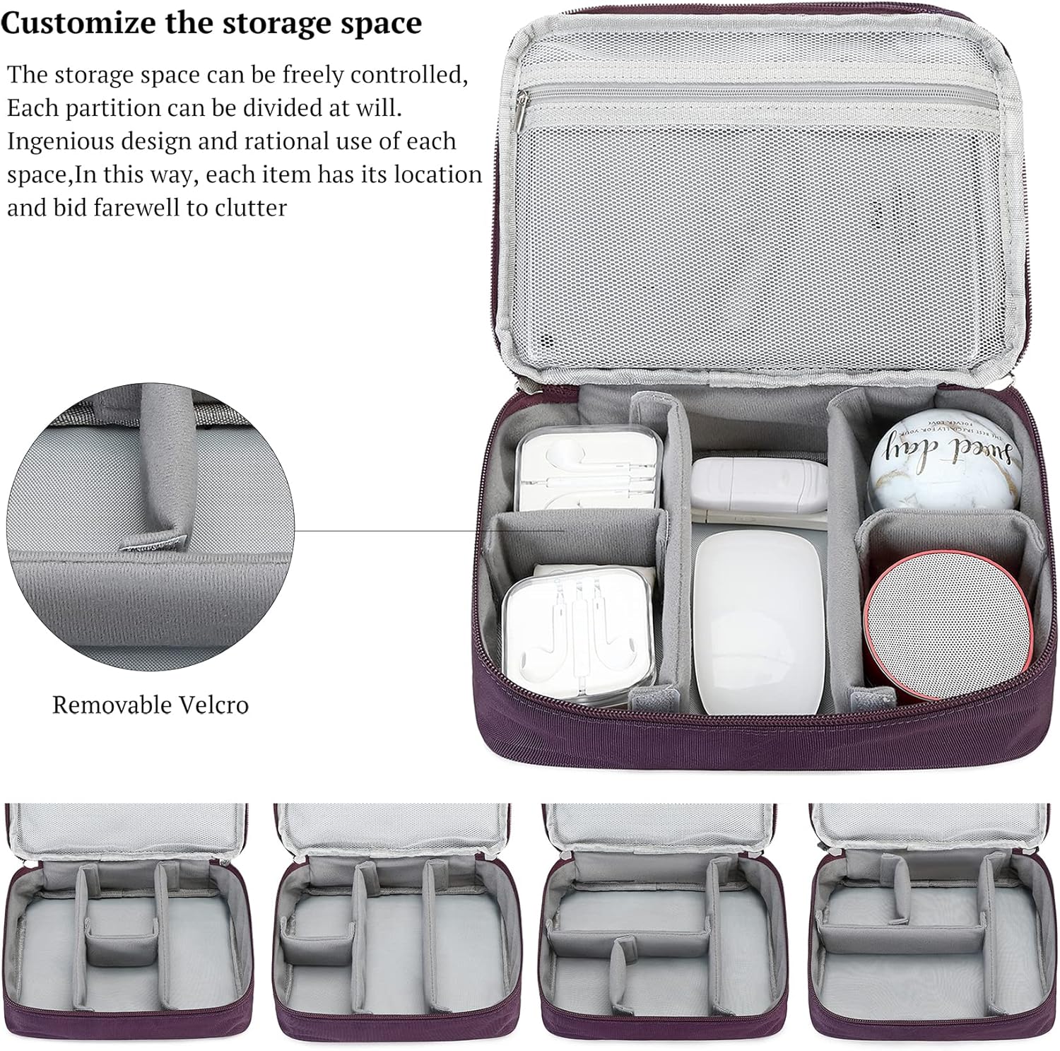 MIRLEWAIY Electronics Cable Organizer Bag, Water-resistant Tech Pouch, Portable Travel Cord Organizer, Electronics Accessories Carrying Case for Charger, Cable, Earphone, SD Cards, Blue