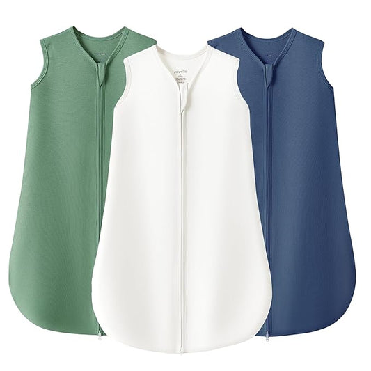 JELLYMONI Baby Sleep Sack 18-24 Months 100% Cotton Wearable Blanket, 0.5 TOG Soft Lightweight Toddler Sleeping Sack 3 Pack 2-Way Zipper Newborn Sleep Sacks-BubblyBeeBaby