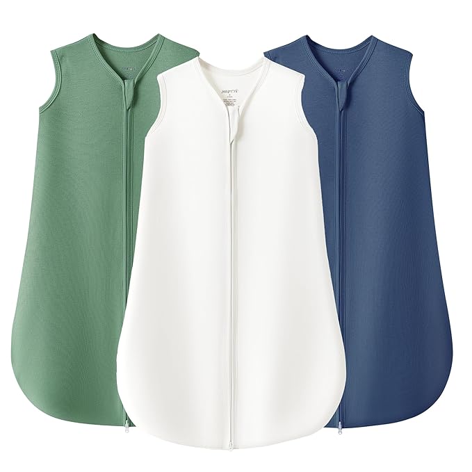 JELLYMONI Baby Sleep Sack 12-18 Months 100% Cotton Wearable Blanket, 0.5 TOG Soft Lightweight Toddler Sleeping Sack 3 Pack 2-Way Zipper Newborn Sleep Sacks-BubblyBeeBaby