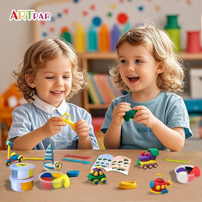 Kids Air Dry Clay Kit,12 Pack Traffic Modeling Magic Clay Sculpting Set | Ultra Light Non-Toxic DIY Art & Crafts School Classroon Projects,Home Party Favors Supplies for Boys Girls Adults-BubblyBeeBaby