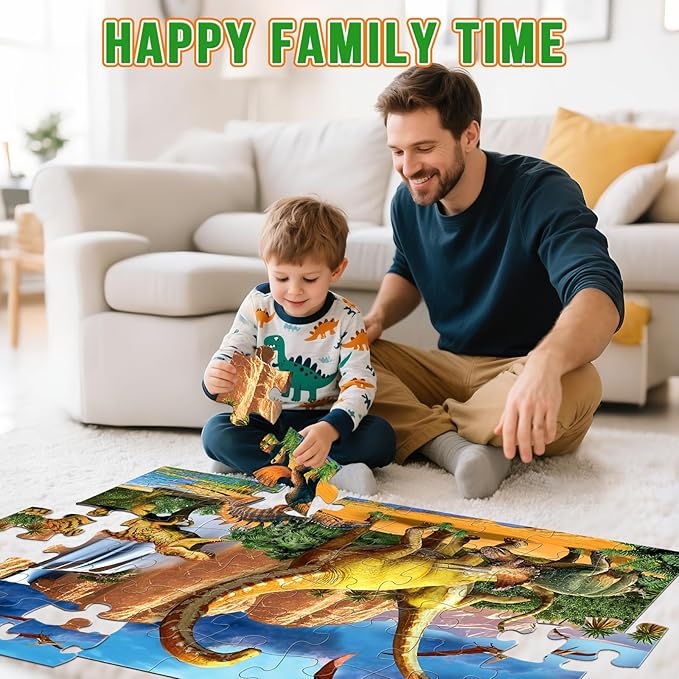 Jumbo Floor Puzzle for Kids,48 Piece Waterfall Dinosaur Large Jigsaw Puzzles, Fun Preschool Educational Toy for Toddlers Ages 3-5,Gift for Boy Girl Ages 4-8-BubblyBeeBaby