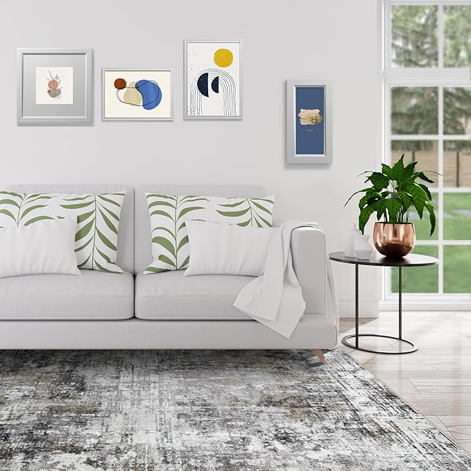 10x14 Area Rugs Large Living Room Rug Washable: Modern Abstract Rug Indoor Modern Carpet Non Slip for Dining Room Bedroom Nursery Home Office Black Gold-BubblyBeeBaby