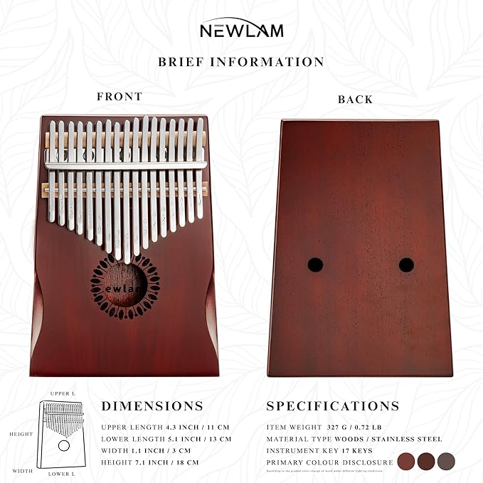 Kalimba Thumb Piano 17 Keys, Portable Mbira Finger Piano Gifts for Kids and Adults Beginners-BubblyBeeBaby