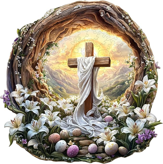 KAAYEE Wooden Puzzles for Adults, 3D Vision Effect Holy Light Cross Wooden Jigsaw Puzzle Unique Shape Wood Puzzle Adult, 3D Effect Flat Puzzle Birthday Family Game (M-11.4 * 11.3 in-200pcs)-BubblyBeeBaby