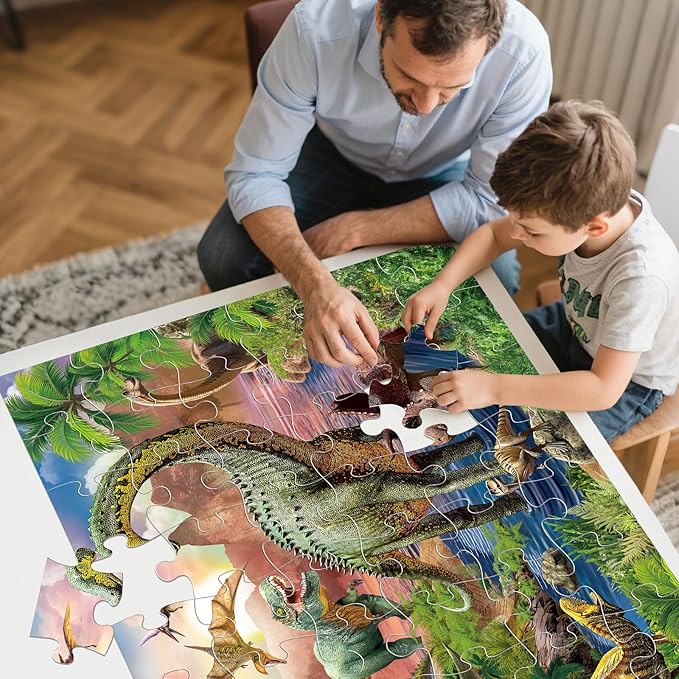 Jumbo Floor Puzzle for Kids,48 Piece Forest Dinosaur Large Jigsaw Puzzles, Fun Educational Preschool Learning Toy for Toddlers Ages 3-5,Gift for Boy Girl Ages 4-8-BubblyBeeBaby