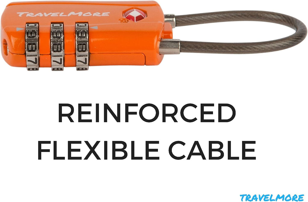 8 Pack TSA Approved Travel Combination Cable Luggage Locks for Suitcases - 4 Black & 4 Orange