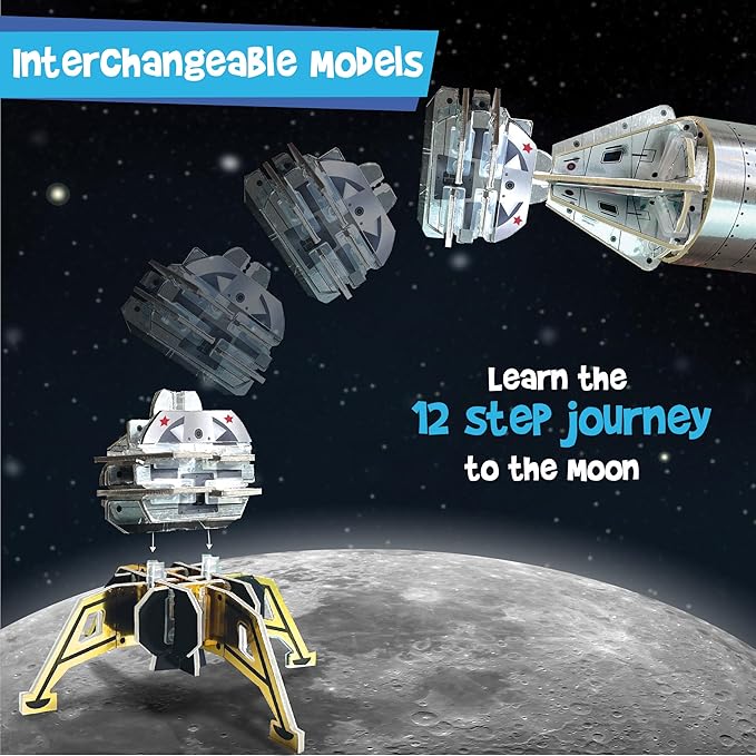 Imagimake Mapology Man's Journey to Moon | NASA Mission Apollo 11 | Rocket & Satellite Model Making Set | Space Toys for ages 8-13 | Educational Science Kits for Kids Age 8-12 | Gifts for Boys & Girls-BubblyBeeBaby