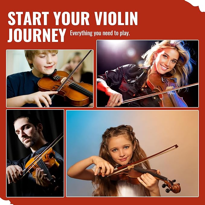 1/2 Size Violin for Kids, Half Size Fiddle - Solid Spruce & Maple with Lightweight Case, Brazilwood Bow, Shoulder Rest, Digital Tuner (Child Beginner Kit MVA-800)-BubblyBeeBaby