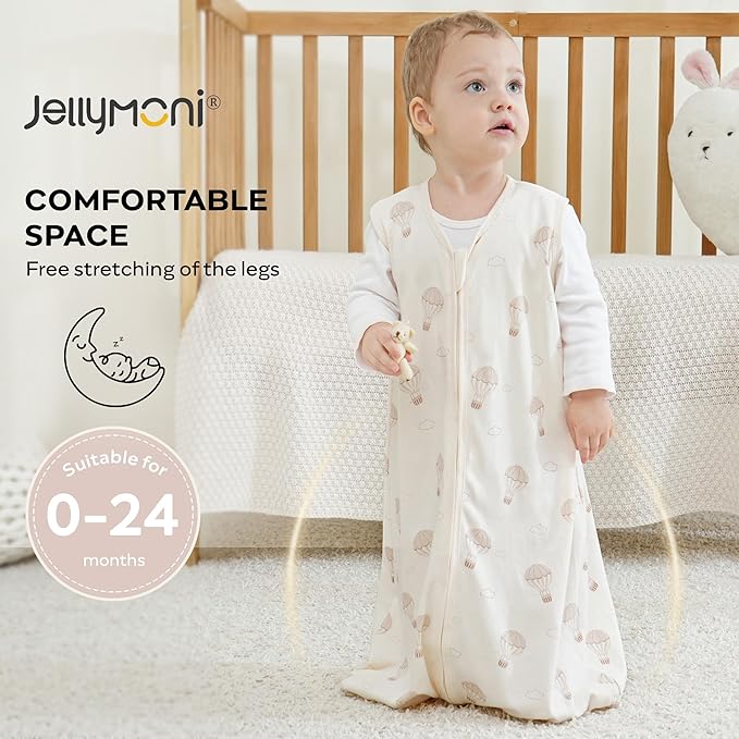 JELLYMONI Baby Sleep Sack 12-18 Months Wearable Blanket for Baby, 100% Cotton 3 Pack Infant Toddler Sleeping Sack Lightweight Soft 2-Way Zipper Sleepsack-BubblyBeeBaby