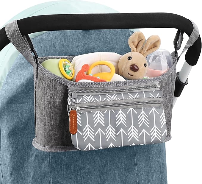 Accmor Universal Stroller Organizer with Detachable Phone Bag, Stroller Bag Caddy Organizer Stroller Accessories for Uppababy, Baby Jogger, Nuna, Doona, Britax Strollers-BubblyBeeBaby