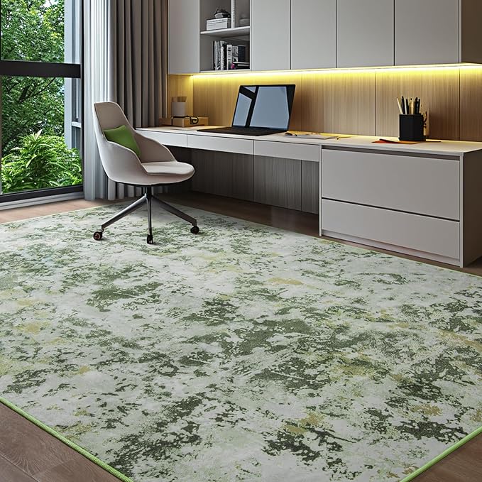 Kelarea 6x9 Rug for Living Room, Green Washable Non-Slip Rugs, Modern Abstract Large Rugs Low Pile Soft Carpet for Bedroom, Kitchen, Dining Room, Classroom, Dorm, Nursery, Home Office-BubblyBeeBaby