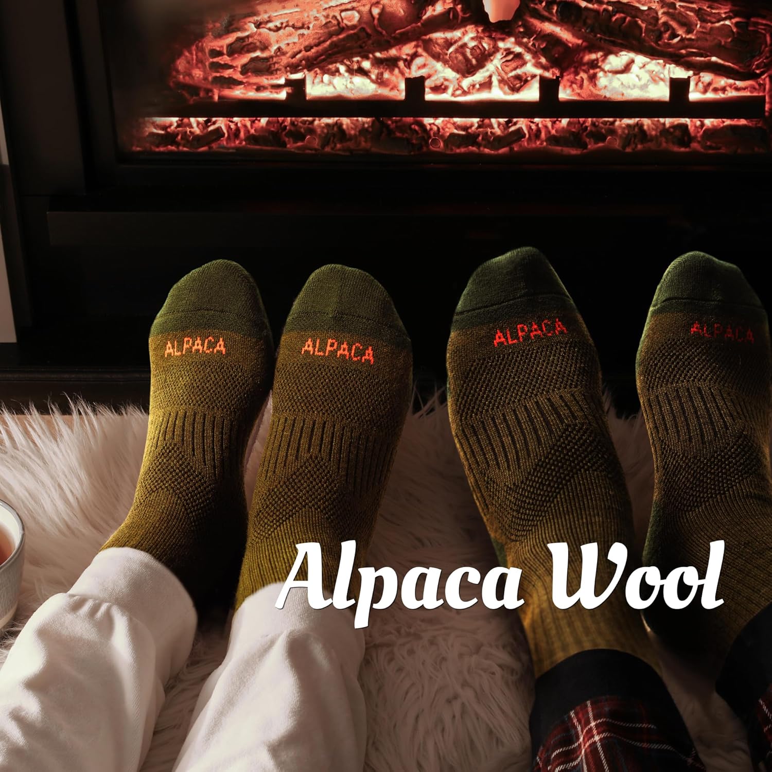 Alpaca Wool Hunting Socks 2 pairs for Men Women, Thermal Warm Compression Thick Winter Cushioned Hiking Boot Moisture Wicking