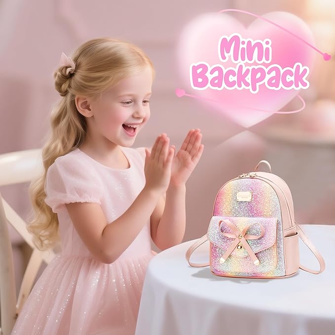 I IHAYNER Girls Bowknot Cute Leather Backpack Mini Backpack Purse for Women-BubblyBeeBaby
