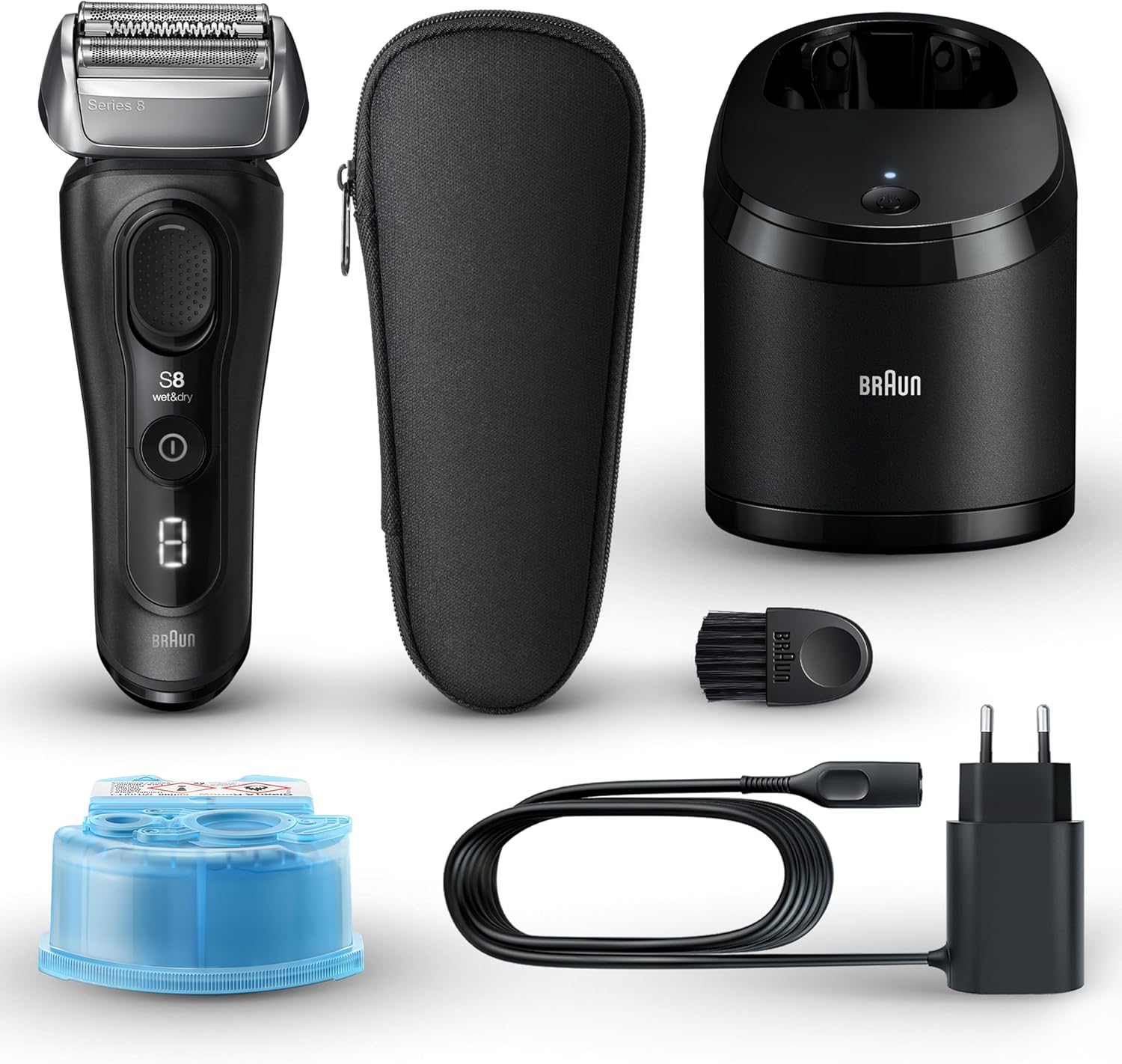 Braun Series 8 8560cc Electric Razor for Men, 4+1 Shaving Elements & Precision Long Hair Trimmer, 5in1 SmartCare Center, Close & Gentle Even on Dense Beards, Wet & Dry Electric Razor, 60min Runtime