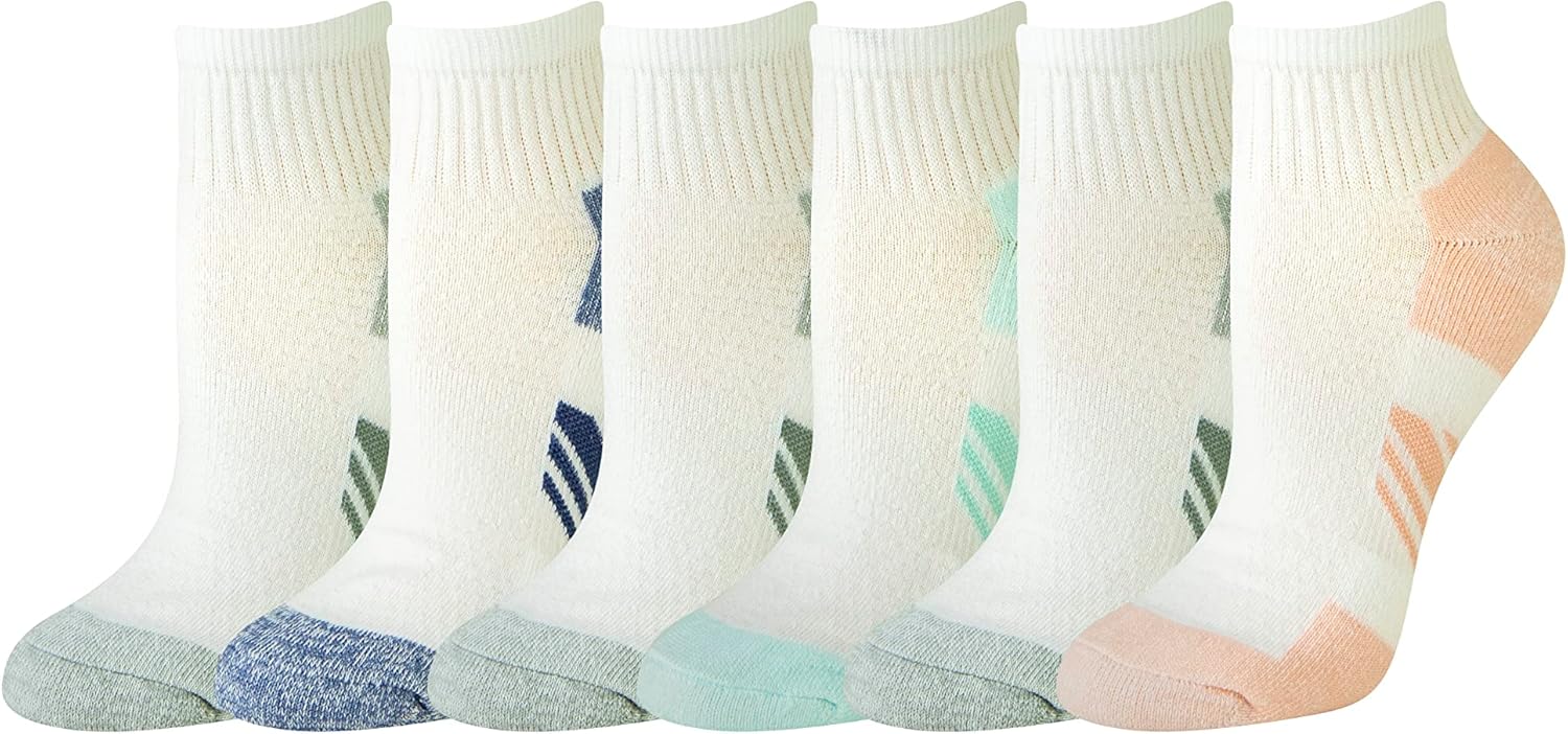 Amazon Essentials Ankle Compression Socks for Women, Breathable, Athletic, Cotton Blend, Cushioned, 6 Pairs