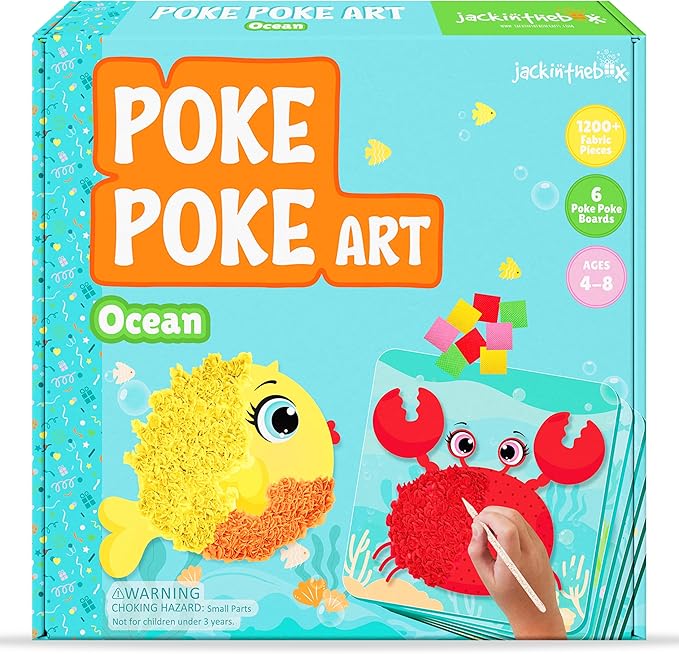 jackinthebox Poke Poke Art – Ocean Theme, Mess-Free Fabric Art and Craft, Flower Pressing Kits, Gift for Kids, Toys for Girls and Boys Ages 4 5 6 7 8-BubblyBeeBaby