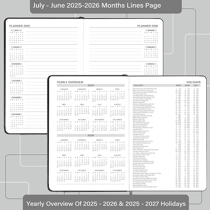 2025-2026 Appointment Book & Planner - Jul 2025 - Jun 2026, Daily Hourly Planner, 5.75" X 8.25", 60-Minute Interval, Faux Soft Leather Cover, Premium Paper, Academic Calendar, Pen Holder, Inner Pocket-BubblyBeeBaby