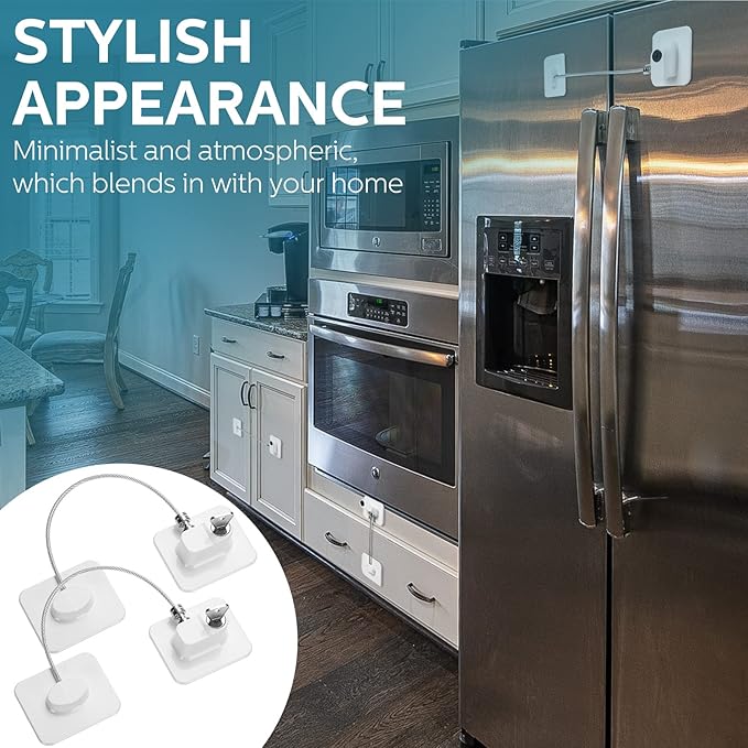 12 Pack Refrigerator Lock with 12 Keys Fridge Locks Combination Adhesive Child Safety Cabinet Freezer Door Lock Adult File Drawer Kitchen Appliance Furniture Closet(White)-BubblyBeeBaby